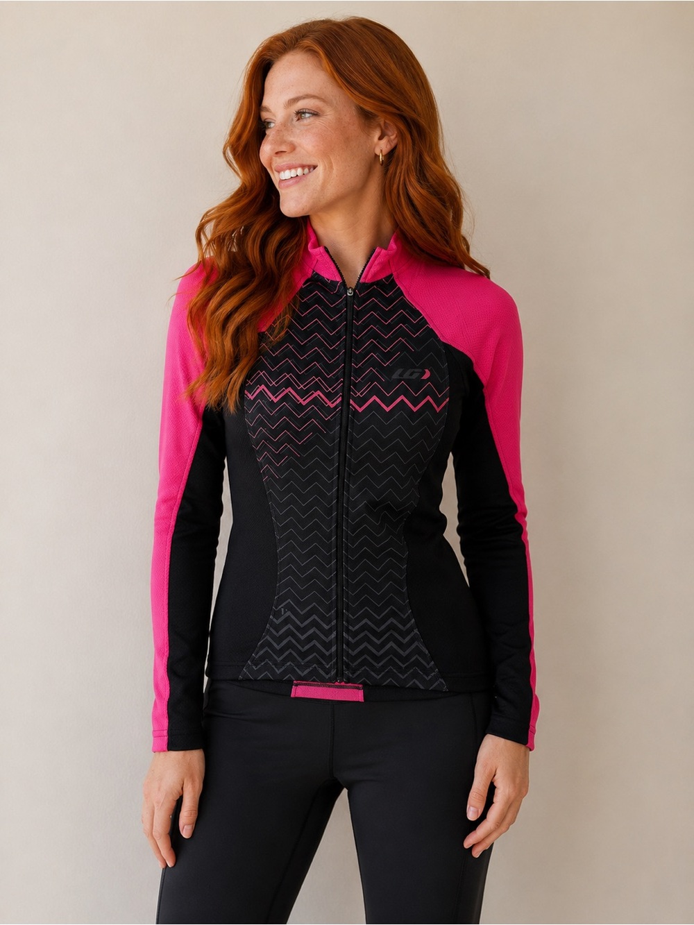 LG Pink and Black Zip-Front Ski Jacket